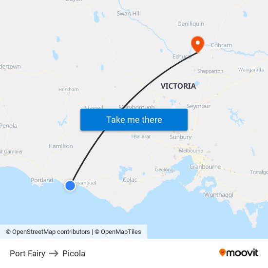 Port Fairy to Picola map