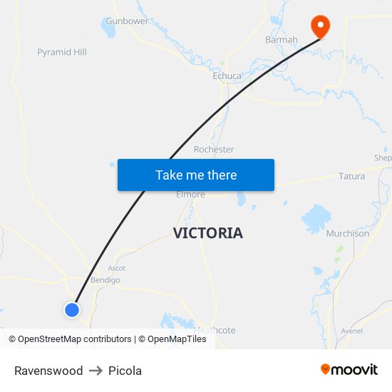 Ravenswood to Picola map