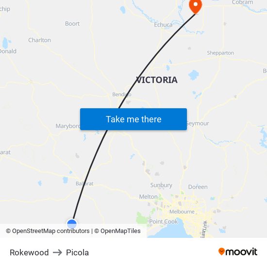 Rokewood to Picola map