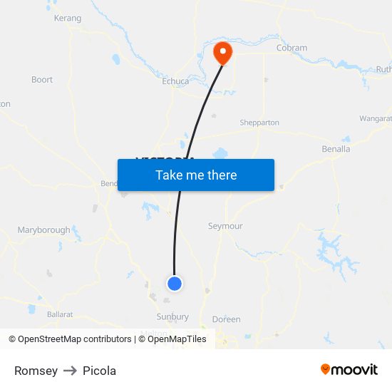 Romsey to Picola map