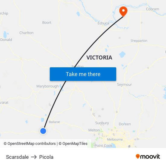 Scarsdale to Picola map