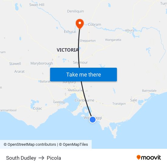 South Dudley to Picola map