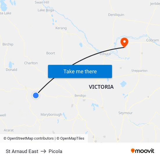 St Arnaud East to Picola map