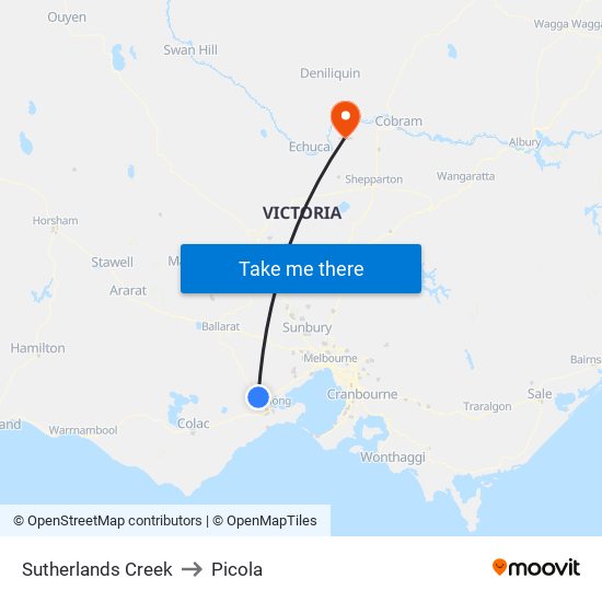 Sutherlands Creek to Picola map