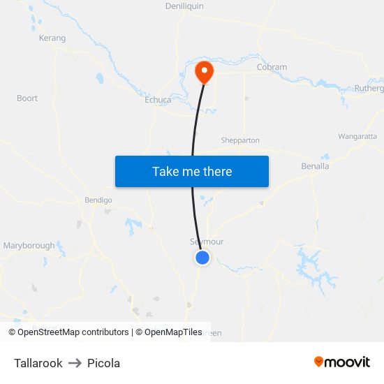 Tallarook to Picola map