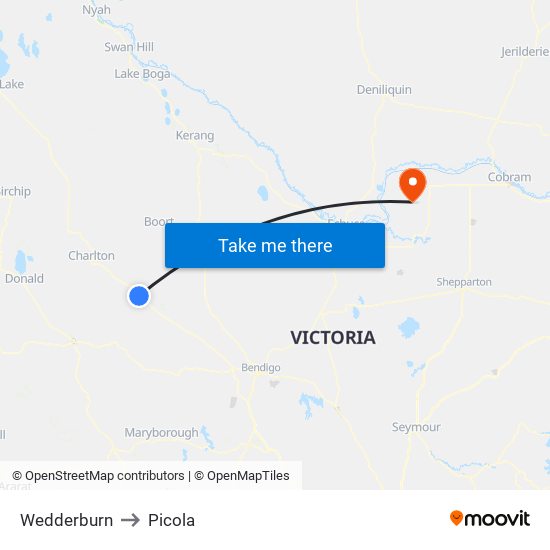 Wedderburn to Picola map