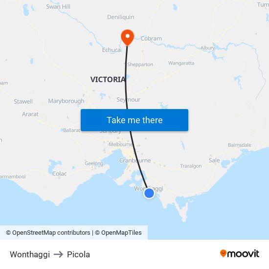 Wonthaggi to Picola map