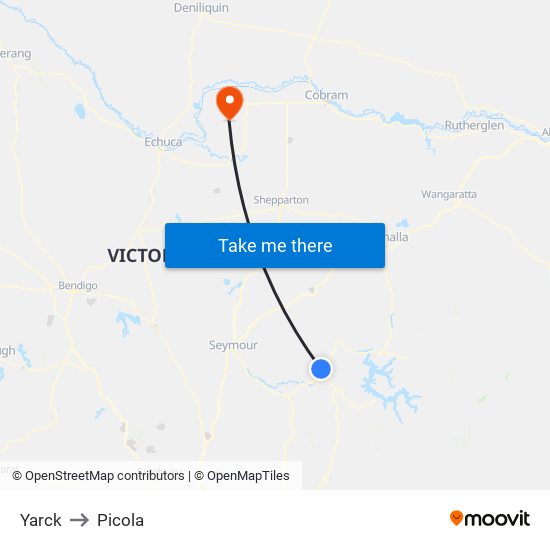 Yarck to Picola map