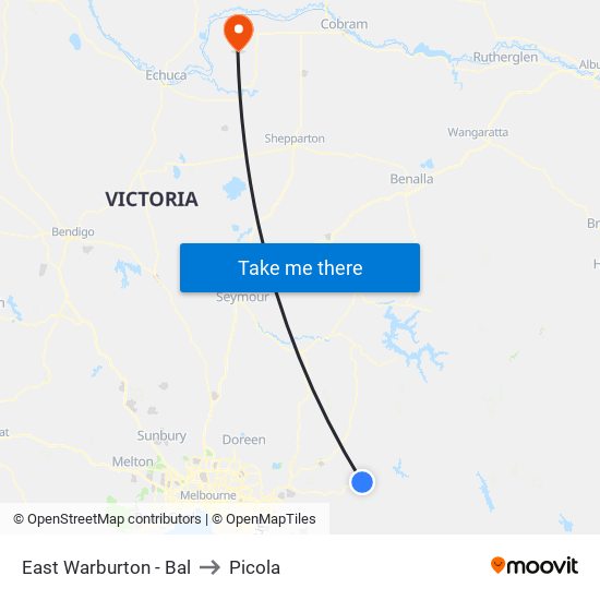 East Warburton - Bal to Picola map