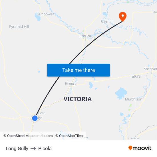 Long Gully to Picola map