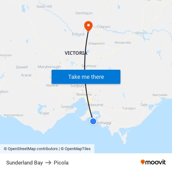 Sunderland Bay to Picola map