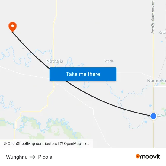 Wunghnu to Picola map