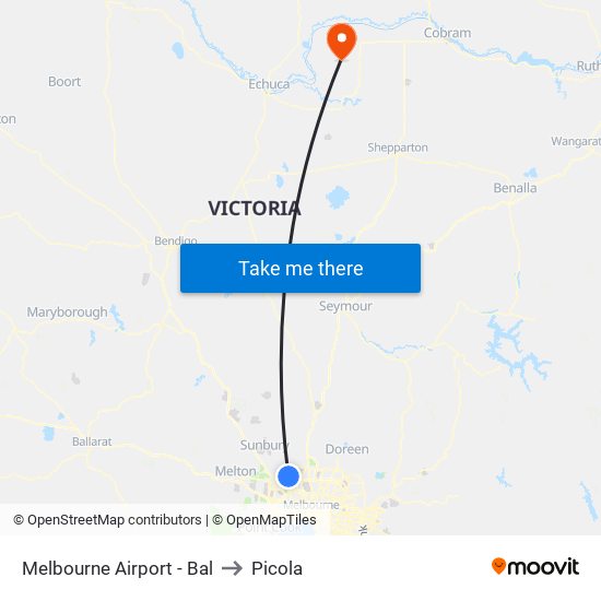 Melbourne Airport - Bal to Picola map