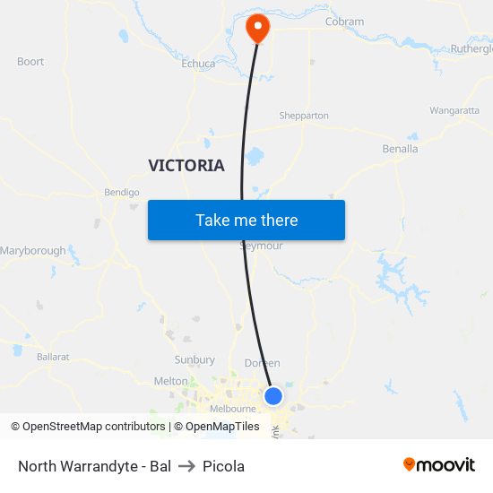 North Warrandyte - Bal to Picola map