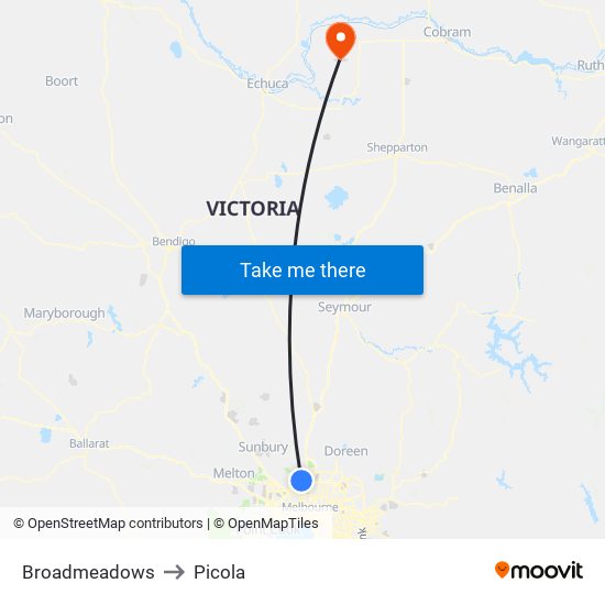 Broadmeadows to Picola map