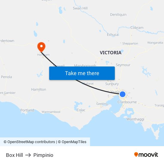 Box Hill to Pimpinio map