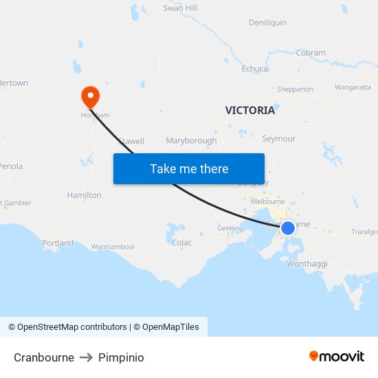 Cranbourne to Pimpinio map