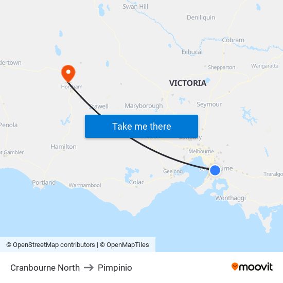 Cranbourne North to Pimpinio map