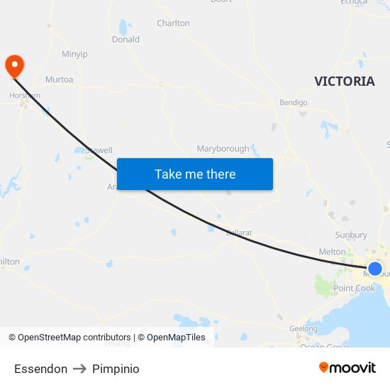Essendon to Pimpinio map