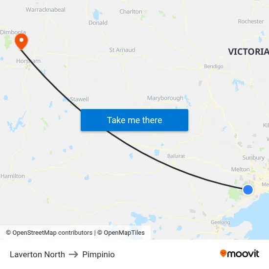 Laverton North to Pimpinio map