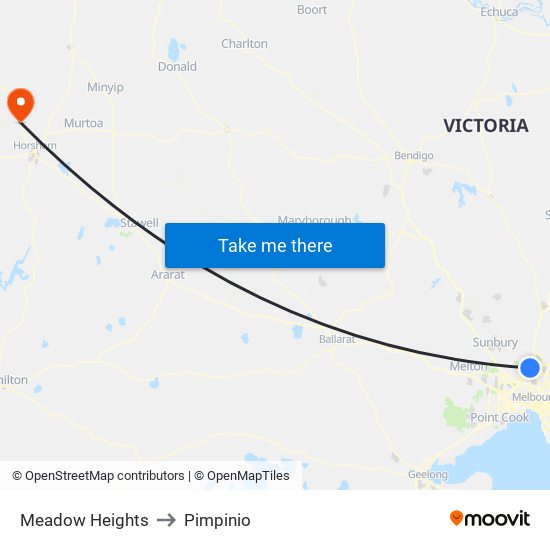 Meadow Heights to Pimpinio map