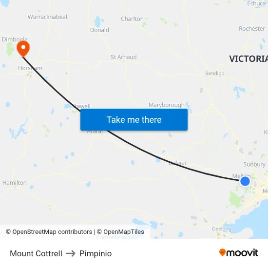 Mount Cottrell to Pimpinio map