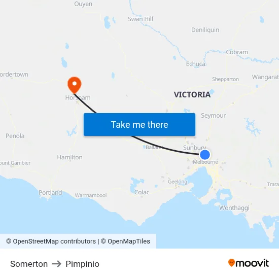 Somerton to Pimpinio map