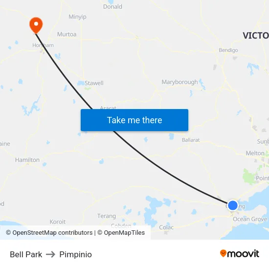 Bell Park to Pimpinio map