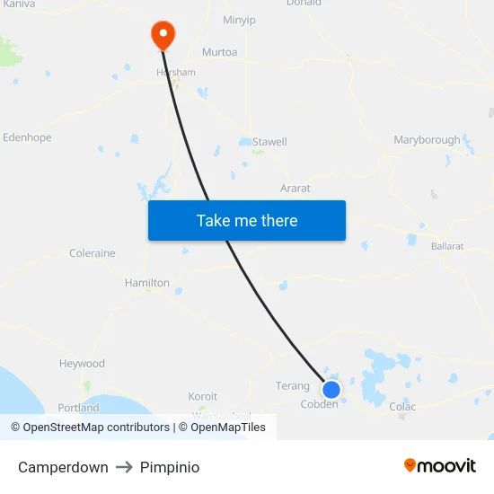 Camperdown to Pimpinio map