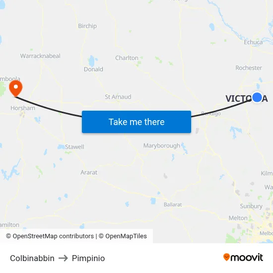 Colbinabbin to Pimpinio map