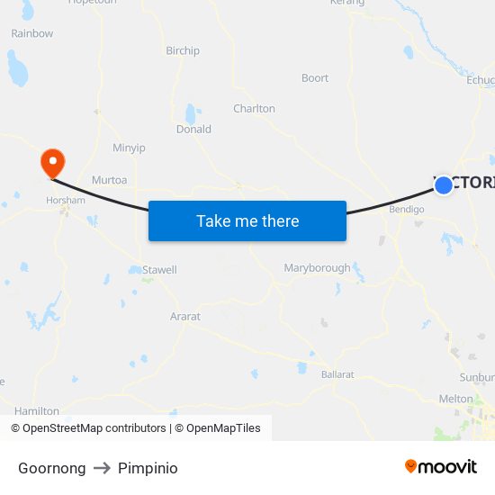 Goornong to Pimpinio map