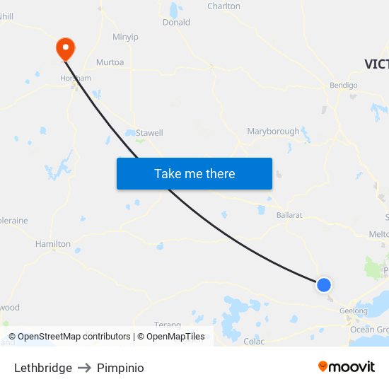 Lethbridge to Pimpinio map