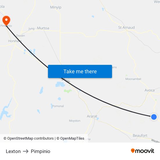 Lexton to Pimpinio map