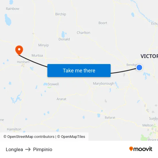 Longlea to Pimpinio map