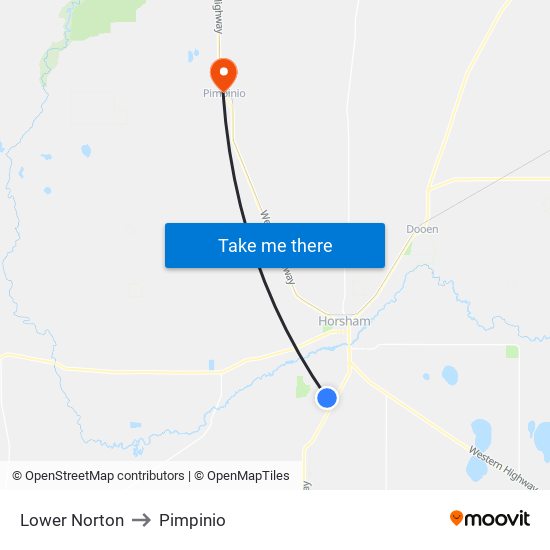 Lower Norton to Pimpinio map