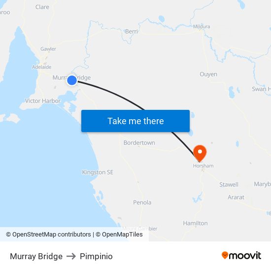 Murray Bridge to Pimpinio map