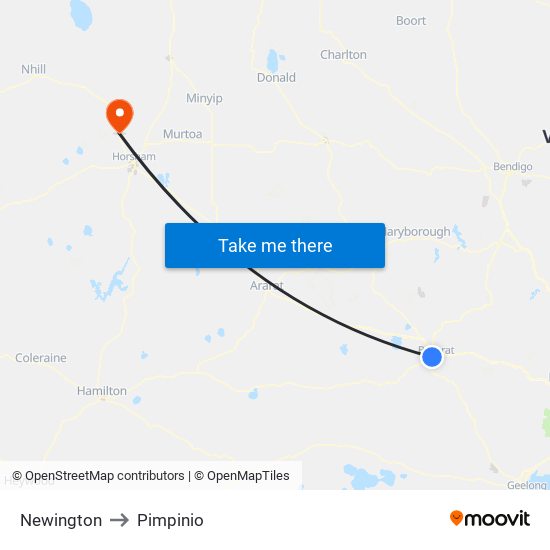 Newington to Pimpinio map