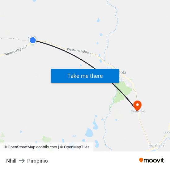 Nhill to Pimpinio map