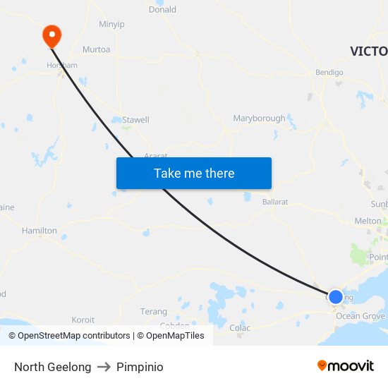 North Geelong to Pimpinio map