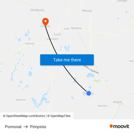 Pomonal to Pimpinio map