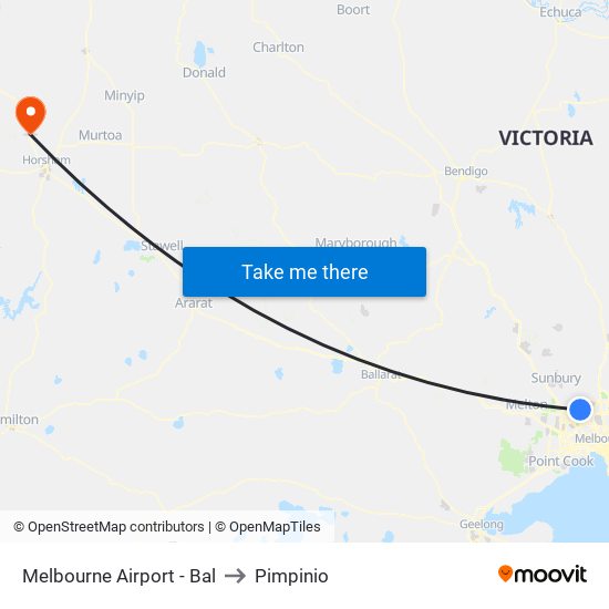Melbourne Airport - Bal to Pimpinio map
