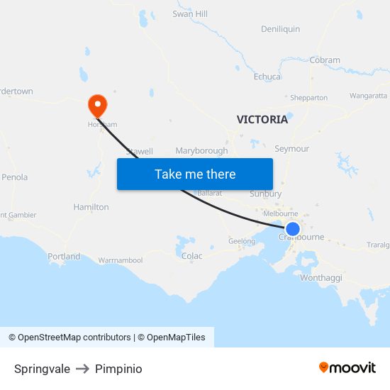 Springvale to Pimpinio map