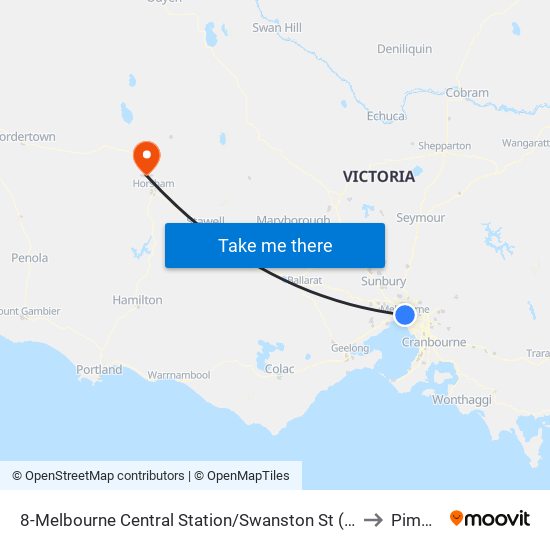 8-Melbourne Central Station/Swanston St (Melbourne City) to Pimpinio map
