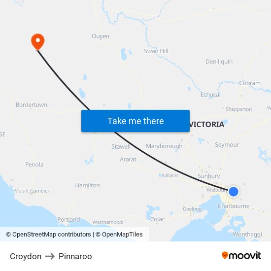 Croydon to Pinnaroo map