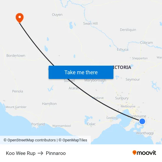 Koo Wee Rup to Pinnaroo map