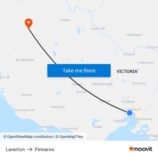 Laverton to Pinnaroo map