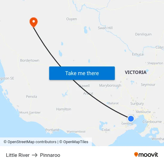 Little River to Pinnaroo map