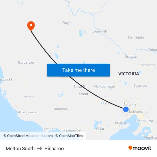 Melton South to Pinnaroo map