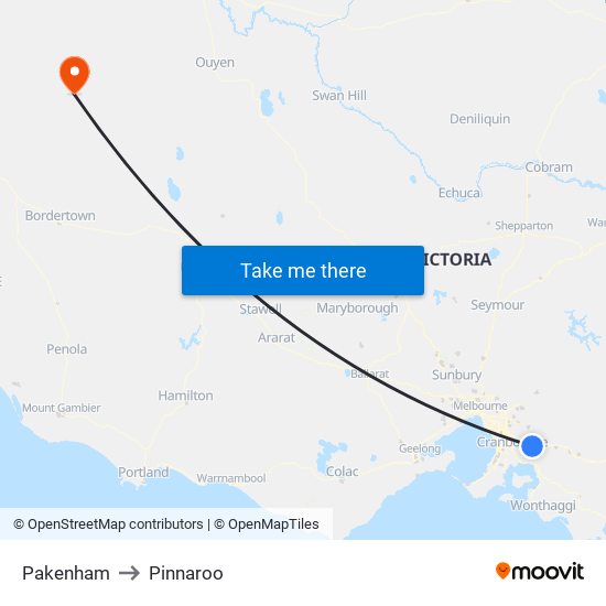 Pakenham to Pinnaroo map