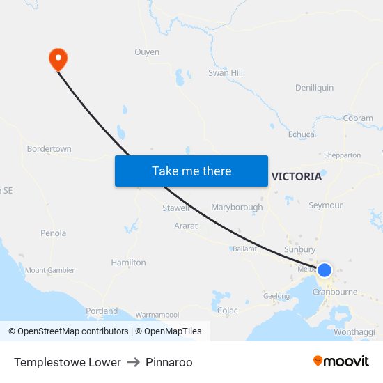 Templestowe Lower to Pinnaroo map